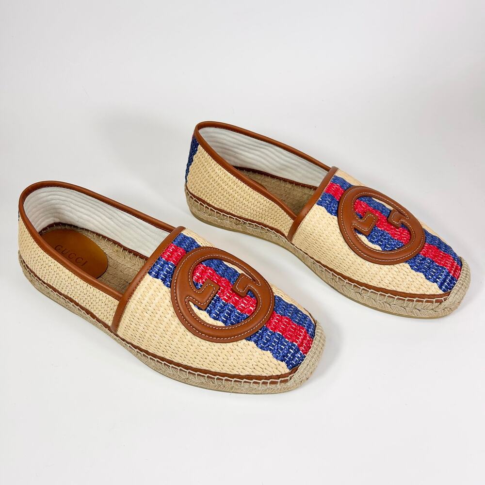 Gucci Interlocking G Raffia Leather Espadrille - Men’s 10.5 - Picture 3 of 8
